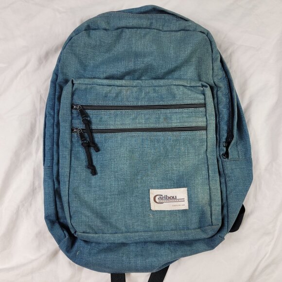 Vintage Caribou Mountaineering Blue Hiking Backpack Camping Trails Outdoors